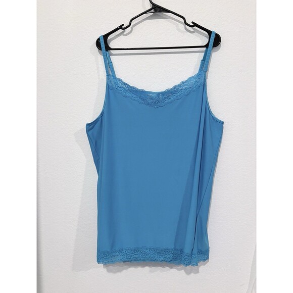Avenue Stretch Teal Blue Lace Cami Tank Women’s Plus Size 30/32 5X - Picture 2 of 9